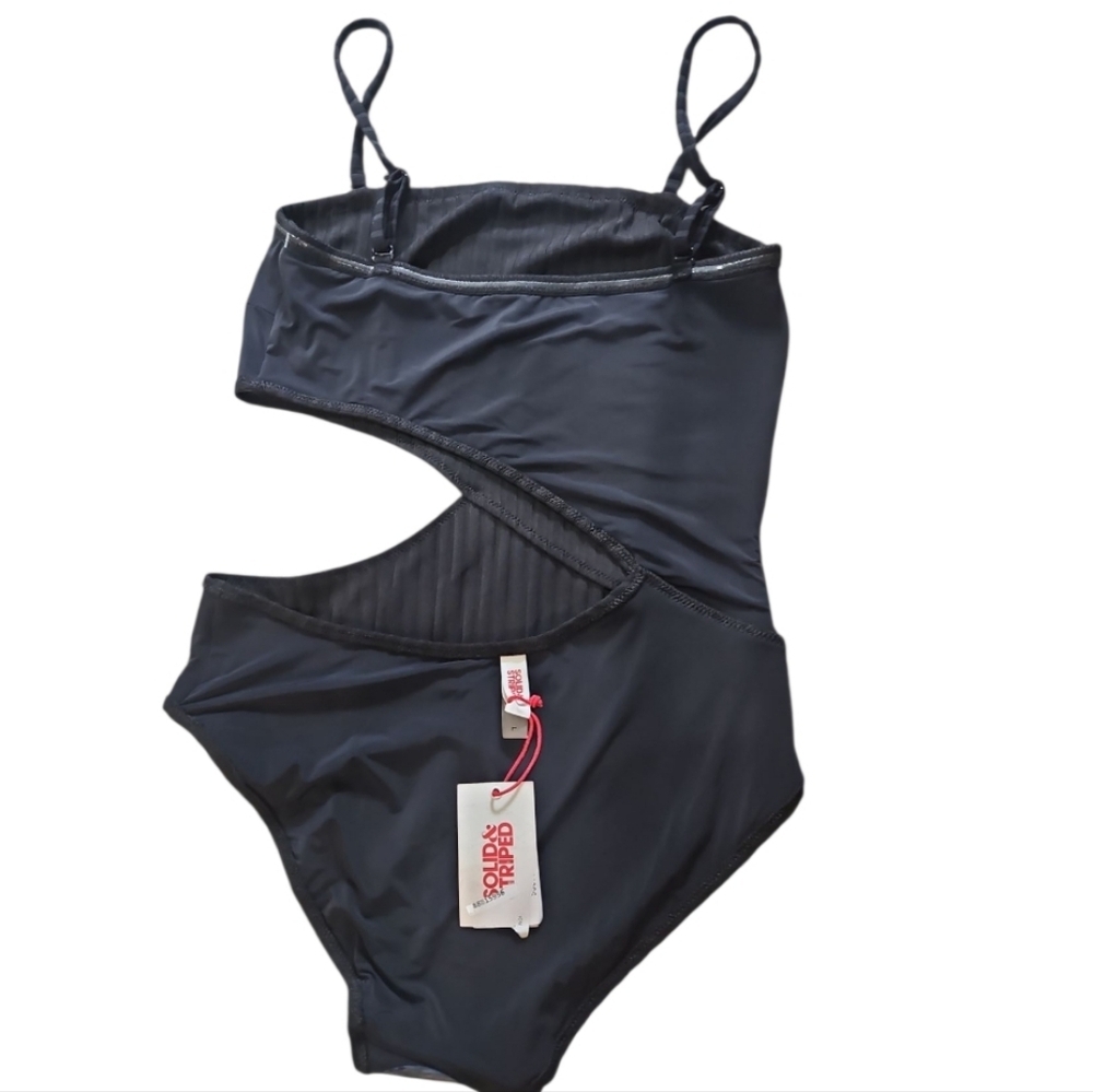 Solid & Striped The Cameron Ribbed Cutout One Piece Swimsuit Black L - Picture 9 of 10